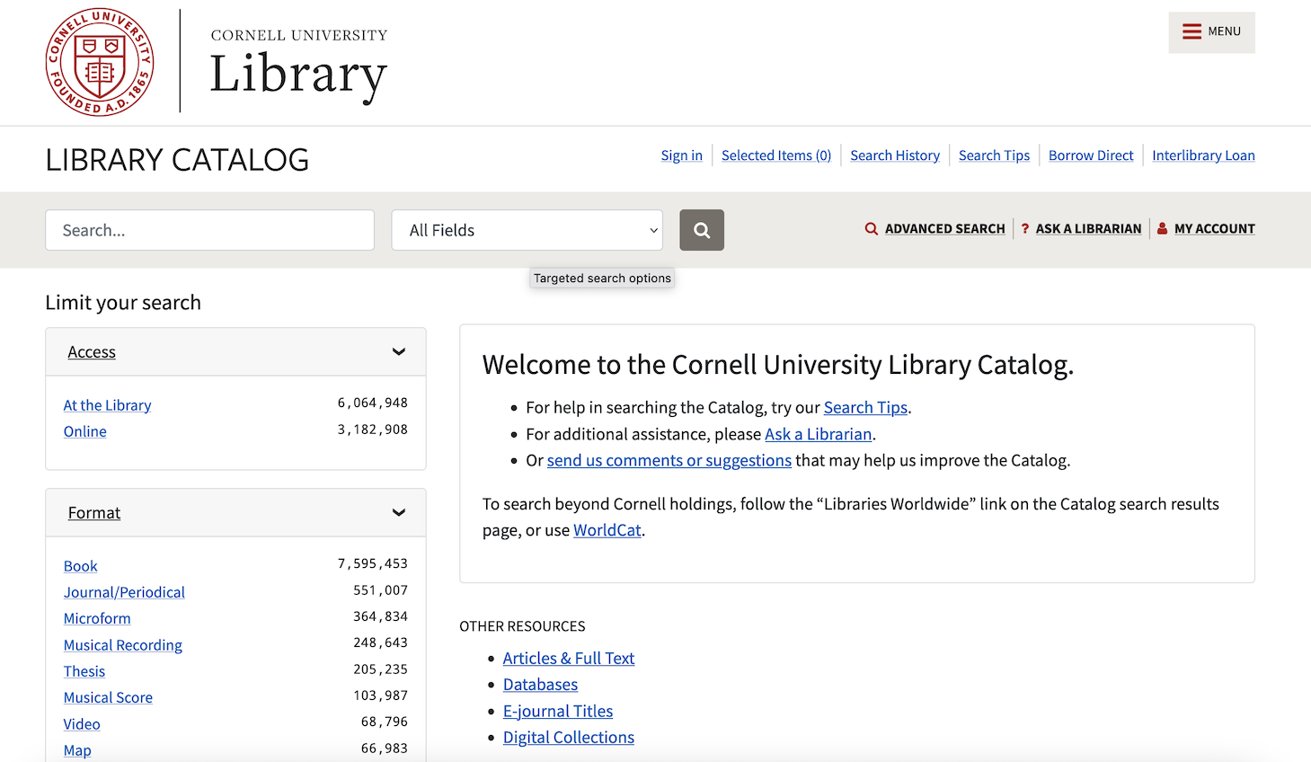 Library Catalog screenshot